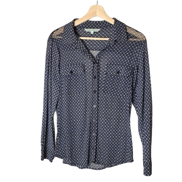 Cleo Petites cottagecore ethereal sheer buttoned up blue white blouse shirt - Picture 1 of 10